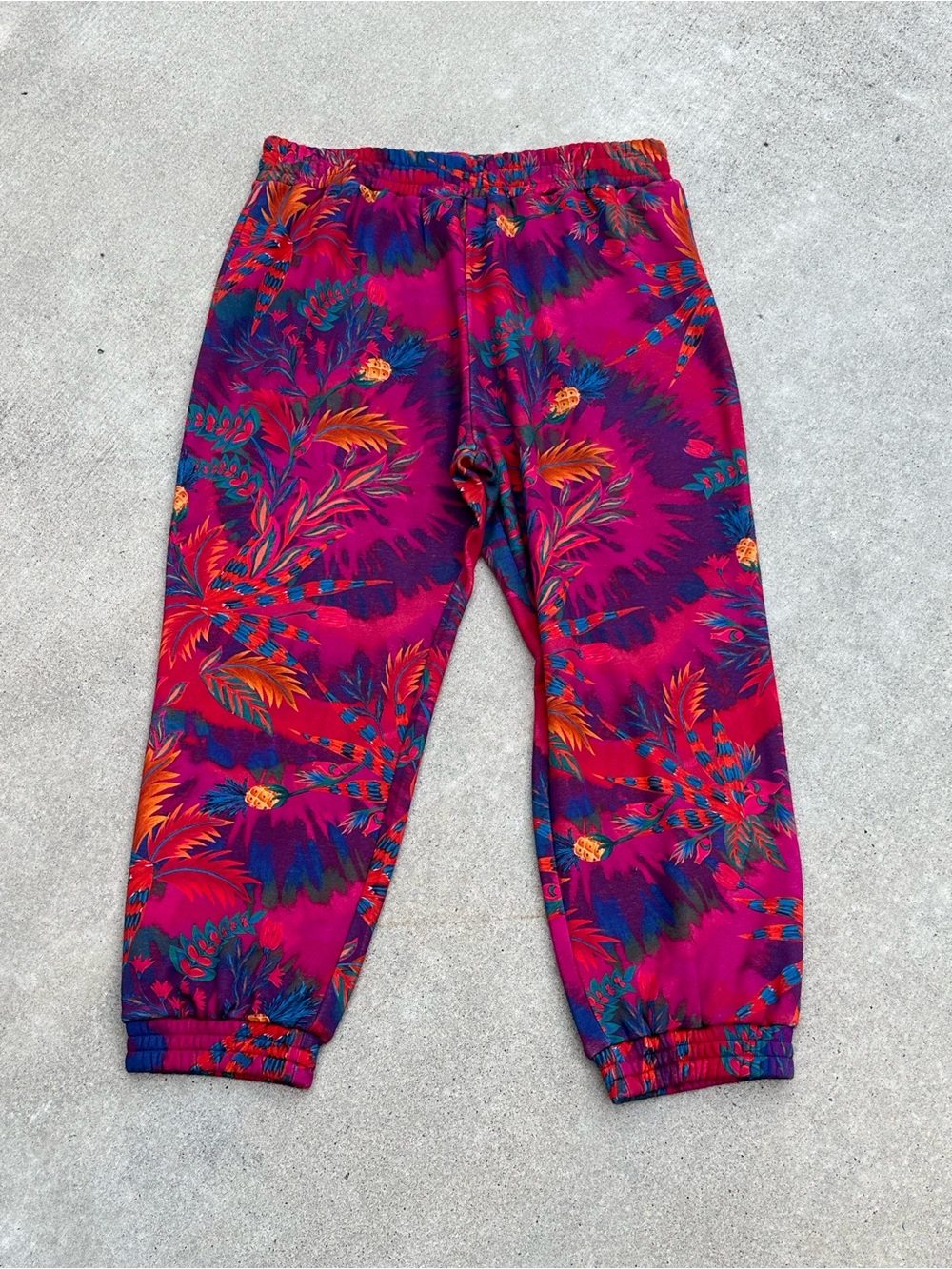 Farm Rio Forest Tye Dye Jogger Sweatpants XL Boho Festival Comfy Lounge  (A38)